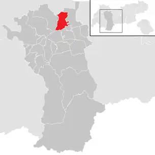 Lage der Gemeinde Obsteig im Bezirk Imst (anklickbare Karte)