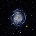 Ultraviolett-Aufnahme von NGC&nbsp;3344: Die inneren Spiralenarme sind so eng beisammen, dass man sie schwer erkennen kann.