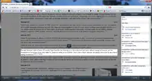 Das Browserfenster zeigt abgedunkelt eine Webseite, in der ein Absatz hervorgehoben ist. Am rechten Rand sind alle CSS-Selektoren aufgeführt, die auf das ausgewählte Element zutreffen, sowie die zugehörigen Regeln. Alle Regeln beginnen mit einem Kontrollkästchen, mit dem sie deaktiviert werden können, Regeln, die durch andere Regeln überschrieben werden, sind durchgestrichen.