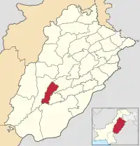 Karte von Pakistan, Position von Distrikt Multan hervorgehoben