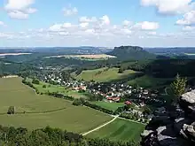 Aussicht in Richtung Norden über Pfaffendorf zum Lilienstein