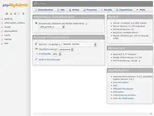Bildschirmfoto von phpMyAdmin