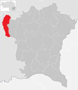 Lage der Gemeinde Pirching am Traubenberg im Bezirk Südoststeiermark (anklickbare Karte)