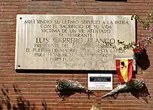 Gedenktafel für Carrero Blanco am Ort des Attentats