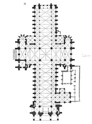 Kathedrale von Laon (1155–1235), früh­gotisch, Mittel­schiff mit 6-feldrigen Doppeljochen