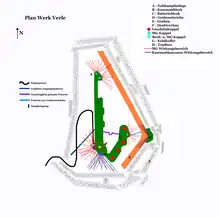 Festungswerk Verle mit Traditor in der rechten (südlichen) Flanke