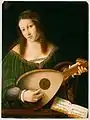 Bartolomeo Veneto: Lautenspielerin (um 1530), 55,9 cm × 41,3 cm, J. Paul Getty Museum, Los Angeles.