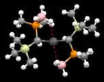 Frontansicht von {(Me3Si)[Me2P(BH3)]CH}2Pb