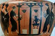 Abbildung eines unter Peisistratos errichteten Brunnenhauses (um 520 v.&nbsp;Chr.)