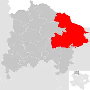 Lage der Gemeinde Raabs an der Thaya im Bezirk Waidhofen an der Thaya (anklickbare Karte)