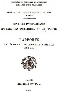 Titelseite des offiziellen „Berichts über die Sportwettbewerbe der Weltausstellung“