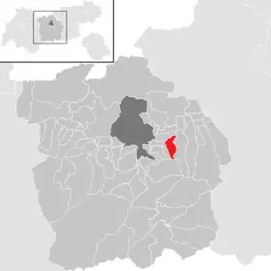 Lage der Gemeinde Rinn im Bezirk Innsbruck-Land (anklickbare Karte)