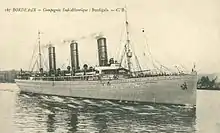 Die Burdigala im weißen Anstrich der Compagnie de Navigation Sud-Atlantique
