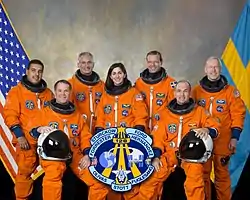 v. l. n. r. José Hernández, Kevin Ford, John Olivas, Nicole Stott, Christer Fuglesang, Frederick Sturckow, Patrick Forrester