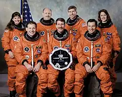 v. l. n. r. Catherine Coleman, Albert Sacco, Kenneth Bowersox, Kent Rominger, Fred Leslie, Michael López-Alegría, Kathryn Thornton