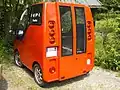Hinterseite des Elektroautos Horlacher Saxi Kurier