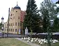Blick auf Schloss und Kirche