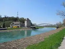 Turm, Gasthof und Brücke mit Linthkanal, 2013