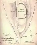 Erste Lageskizze durch den Heimatforscher Hermann Hartmann von 1889