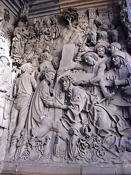 Darstellung der Kreuztragung Jesu in der rechten Tafel des Schreyer-Landauer-Epitaphs