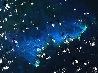 Serranilla-Bank von der ISS aus gesehen