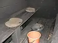 Sitzbretter einer Rauchsauna