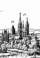 St.&nbsp;Guido Stift (Ausschnitt aus dem Merian-Stich)