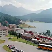 Blick über den Bahnhof zum St.&nbsp;Moritzer See (1992)