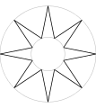 8-zackiger Wappenstern z. B. der Grafen Sternberg
α
=
π
/
8
{\displaystyle \alpha =\pi /8}