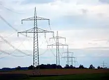 Für 220 und 380&nbsp;kV ausgelegte, mit Donaumasten ausgerüstete Hochspannungsleitung in Deutschland