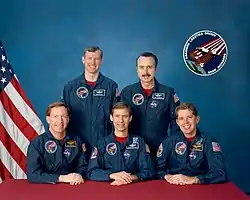 v.&nbsp;l.&nbsp;n.&nbsp;r. Richard Richards, Mark Brown, Brewster Shaw, James Adamson, David Leestma