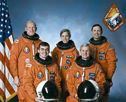 v. l. n. r. Charles Gemar, Andrew Allen, Marsha Ivins, John Casper, Pierre Thuot