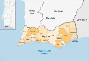 Karte der Subregion Algarve
