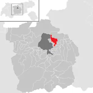 Lage der Gemeinde Thaur im Bezirk Innsbruck-Land (anklickbare Karte)