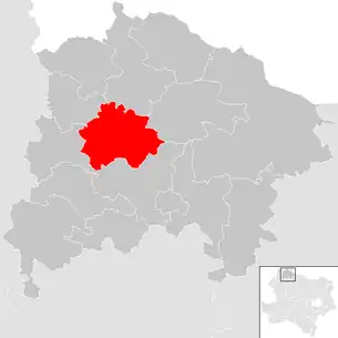 Lage der Gemeinde Thaya (Niederösterreich) im Bezirk Waidhofen an der Thaya (anklickbare Karte)