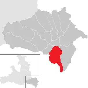 Lage der Gemeinde Thomatal im Bezirk Hallein (anklickbare Karte)
