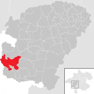 Lage der Gemeinde Tiefgraben im Bezirk Vöcklabruck (anklickbare Karte)