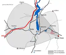 Wirkungsraum der 8 Geschütze der Festung
