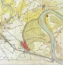 Alte und neue Erftmündung,Tranchot-Karte (1805)