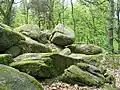 Am steil zum Weschnitztal hin abfallenden Trommhang findet man eine große Zahl mächtiger Felsburgen und Blockhalden, z.&nbsp;B. die Lindenstein-Trommgranit-Formation.