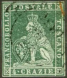 Gekrönt auf einer Briefmarke