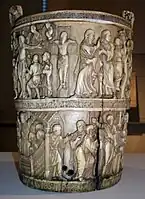 Elfenbein-Situla, Weihwassereimer, ottonisch, Mailand, 980 n. Chr.