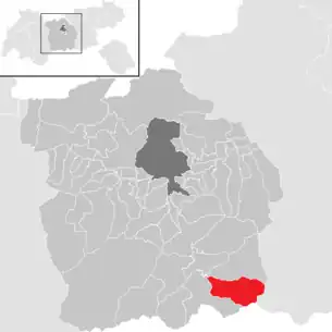 Lage der Gemeinde Vals (Tirol) im Bezirk Innsbruck-Land (anklickbare Karte)