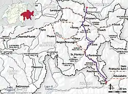 Wegverlauf Vorarlberg – Graubünden – Prov. Sondrio.