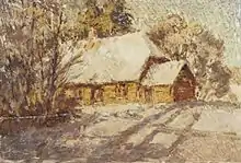 Haus ‘Braki’ des Dichters Rūdolfs Blaumanis im WinterMonotypie, 43 × 61 cm, 1971