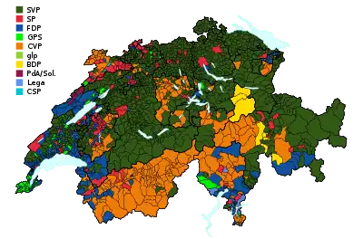 Stärkste Partei je Gemeinde (Parla­ments­wahl 2019)