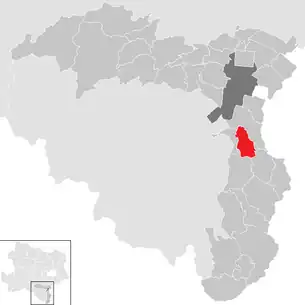 Lage der Gemeinde Walpersbach im Bezirk Wiener Neustadt-Land (anklickbare Karte)