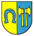 Ortswappen von Schozach mit Wappenmotiv der Sturmfeder