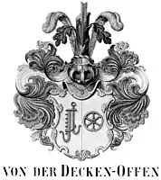 vereinigtes Wappen der Familien von der Decken und von Offen nach dem Tod von Anton Hinrich von Offen 1732
