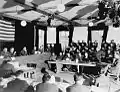 Friedrich Wetzel (rechts im Bild) während seiner Aussage am 29.&nbsp;November 1945